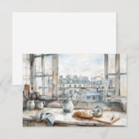 Cocina de Apartamento en París Acuarela con Tejado