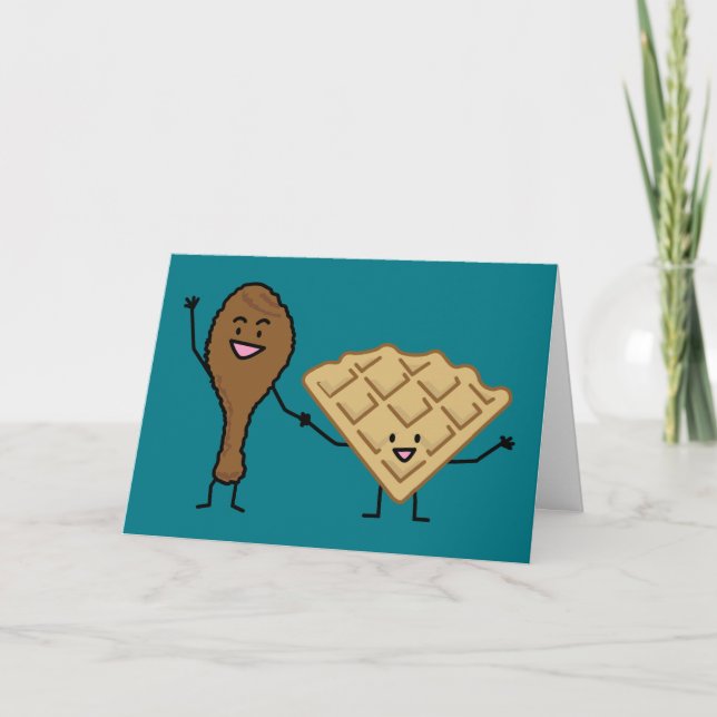 Tarjeta De Agradecimiento Cocina de pollo y Waffles norteamericana y meridio (Anverso)