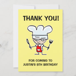 Tarjeta De Agradecimiento Cocina de un chico divertido Cumpleaños fiesta de 