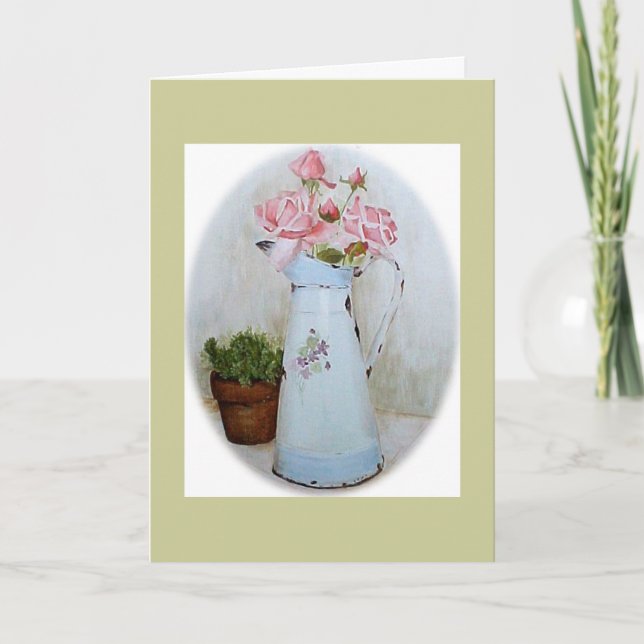 Tarjeta De Agradecimiento Cocina francesa y rosas (Anverso)