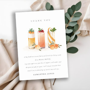Tarjeta De Agradecimiento Cocktail de frutas lindas Nupcial Orange Blush