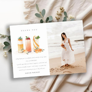 Tarjeta De Agradecimiento Cocktail de Frutas Lindas Rubor Naranja Cumpleaños