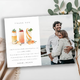 Tarjeta De Agradecimiento Cocktail de Frutas Lindo Foto de Parejas Naranja p