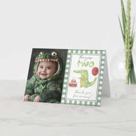 Tarjeta De Agradecimiento Cocodrilo Segundo cumpleaños gracias