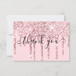 Tarjeta De Agradecimiento Código de promoción de derrames de purpurina rosa 
