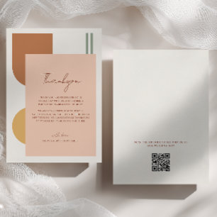 Tarjeta De Agradecimiento Código QR de boda boho Arcos coloridos coral rosa