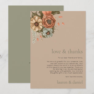 Tarjeta De Agradecimiento Código QR Floral Vintage Minimalista para Boda