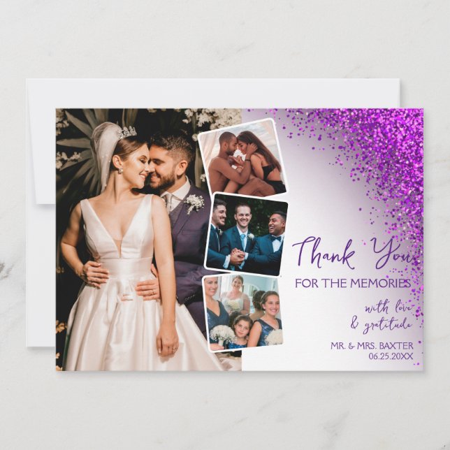 Tarjeta De Agradecimiento Código QR Purpura Magenta Violeta Moderno Retro Br (Anverso)