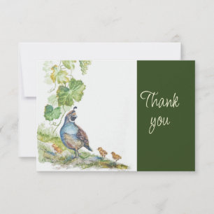 Tarjeta De Agradecimiento Codorniz de California Pájaro Naturaleza Acuarela