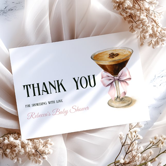 Tarjeta De Agradecimiento Coffee Bow Espresso Martini Baby Shower (Subido por el creador)
