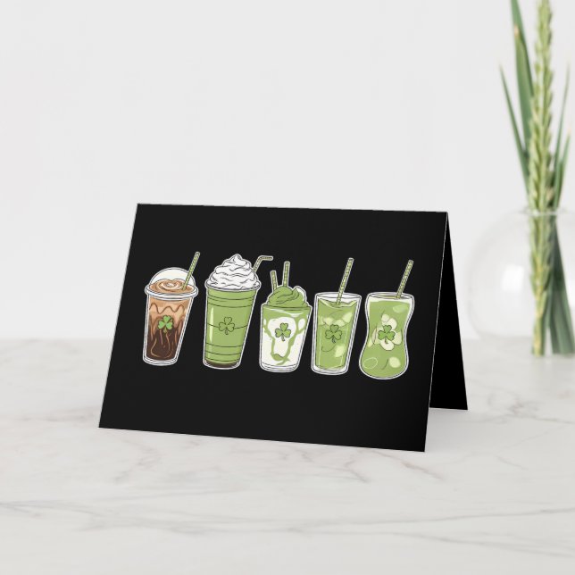 Tarjeta De Agradecimiento Coffee Latte Green Cute Irish St Patrick's Day (Anverso)