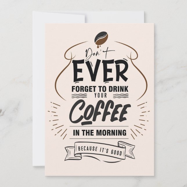 Tarjeta De Agradecimiento Coffee Lover Bebe tu café (Anverso)