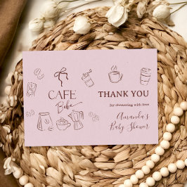 Tarjeta De Agradecimiento Coffee Pink Bow Cafe Bebe Girl Baby Shower