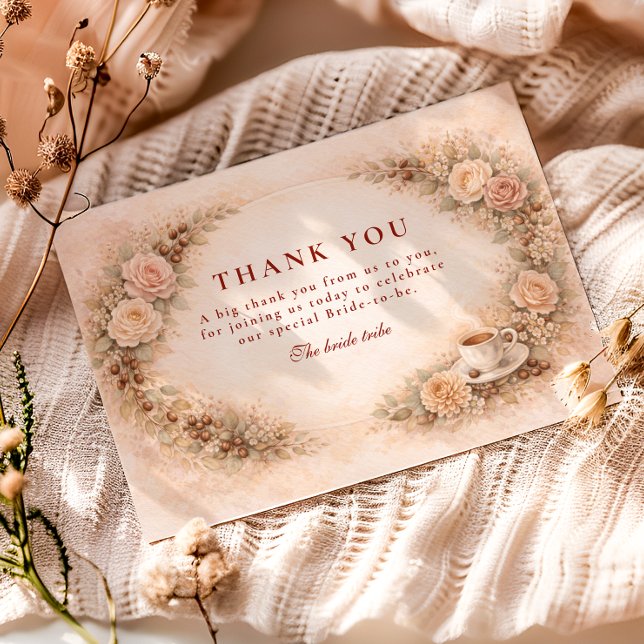 Tarjeta De Agradecimiento Coffee Theme Bridal Shower (Subido por el creador)