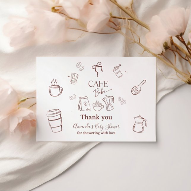 Tarjeta De Agradecimiento Coffee Theme Cafe Bebe Brewing Baby Shower (Subido por el creador)