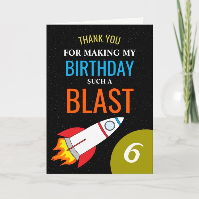 Tarjeta De Agradecimiento Cohetes espaciales al cumpleaños de la luna (Anverso)
