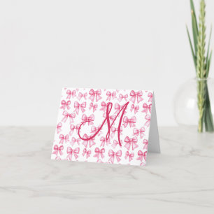 Tarjeta De Agradecimiento Cojinete Estético Monograma Rosa Preppy 