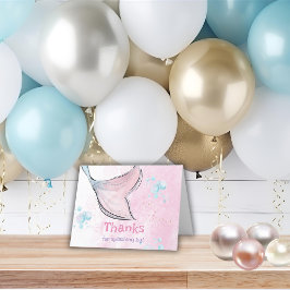 Tarjeta De Agradecimiento Cola de sirena acuarela rosa y púrpura 