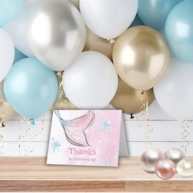 Tarjeta De Agradecimiento Cola de sirena acuarela rosa y púrpura (Subido por el creador)