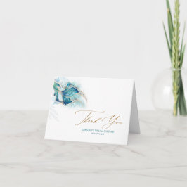Tarjeta De Agradecimiento Cola de Sirena Dorado Brillante Gracias