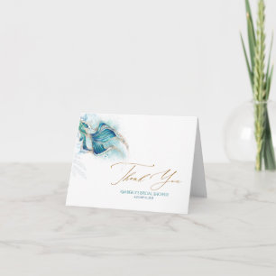Tarjeta De Agradecimiento Cola de Sirena Dorado Brillante Gracias