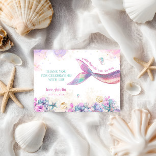 Tarjeta De Agradecimiento Cola de sirena pastel Océano Niña agradecida