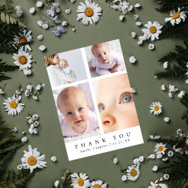 Tarjeta De Agradecimiento Colage de Fotos de Bautizo Cruz Elegante Agradecim