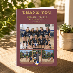 Tarjeta De Agradecimiento Colage del equipo de entrenador de voleibol Equipo