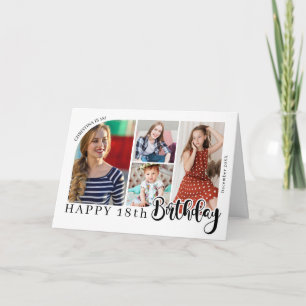 Tarjeta De Agradecimiento Colage simple de 4 fotos para cumpleaños 18 Cumple