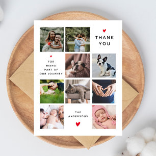 Tarjeta De Agradecimiento Colaje de 9 Fotos Modernas de Nuevo Bebé Familia G