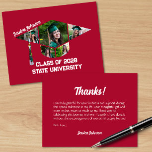 Tarjeta De Agradecimiento Colaje de Fotos con Forma de Gorro de Graduación R
