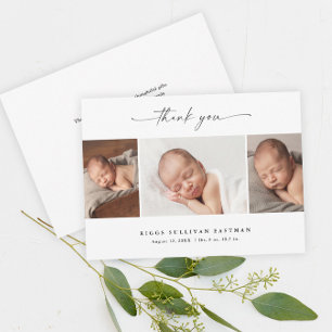 Tarjeta De Agradecimiento Colaje de fotos con letra simple para bebé