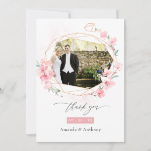 Tarjeta De Agradecimiento Colaje de fotos de boda de primavera con flor de c