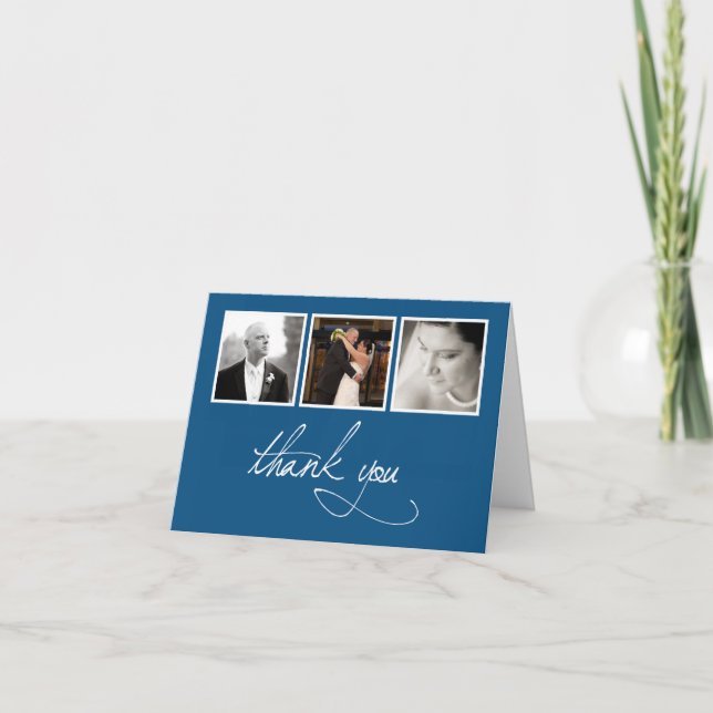 Tarjeta De Agradecimiento Colaje de Fotos de Boda - Gracias (Anverso)