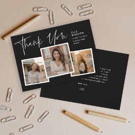 Tarjeta De Agradecimiento Colaje de Fotos de Graduación con Letra Moderna Gr