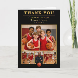Tarjeta De Agradecimiento Colaje del equipo de entrenador de baloncesto 4 Fo