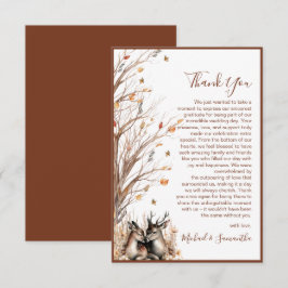Tarjeta De Agradecimiento Colección de Boda de Ciervos Rústicos de Otoño