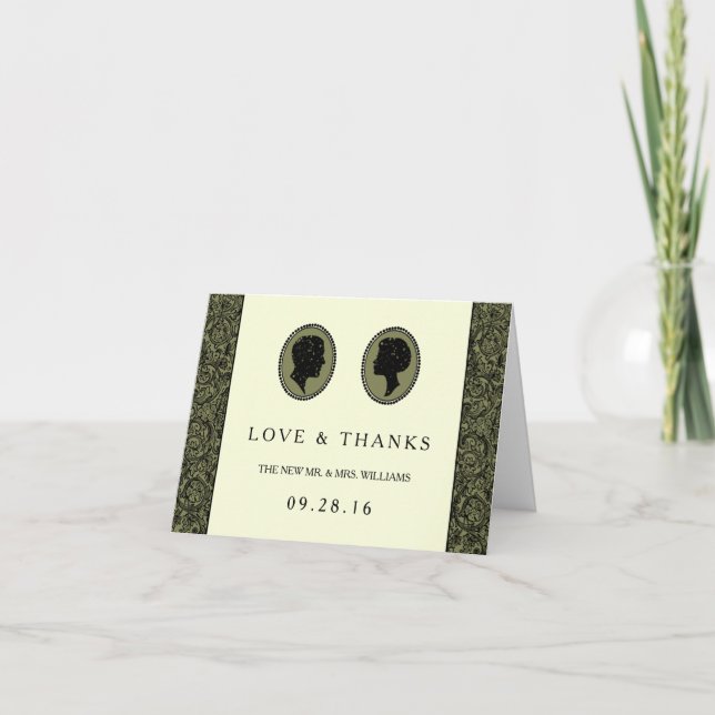 Tarjeta De Agradecimiento Colección de Bodas de Silhouette Art Deco (Anverso)