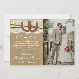 Tarjeta De Agradecimiento Colección de Bodas Kraft, Lace & Horseshoe