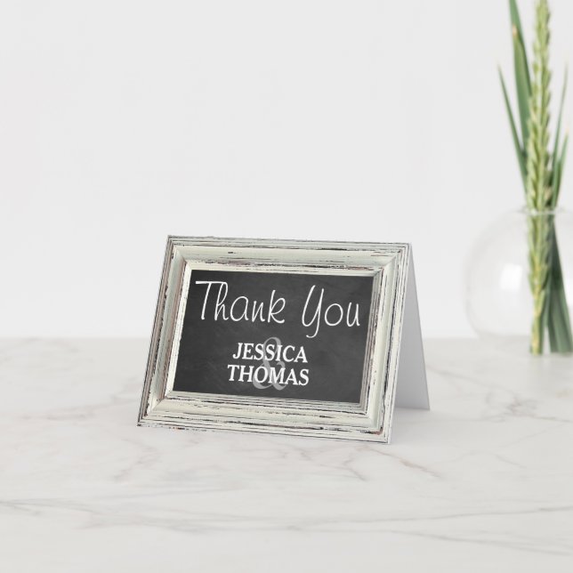 Tarjeta De Agradecimiento Colección de cuadros blancos y Bodas de pizarra (Anverso)