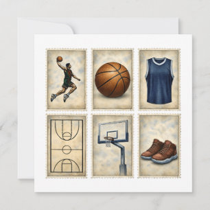 Tarjeta De Agradecimiento Colección de Sellos Deportivos de Baloncesto Vinta