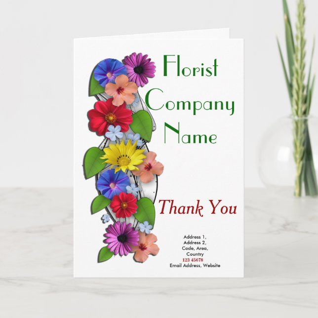 Tarjeta De Agradecimiento Colección del tema del negocio del florista (Anverso)