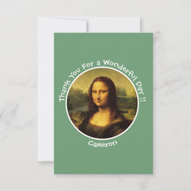 Tarjeta De Agradecimiento Colección Fiesta Leonardo da Vinci Mona Lisa (Anverso)