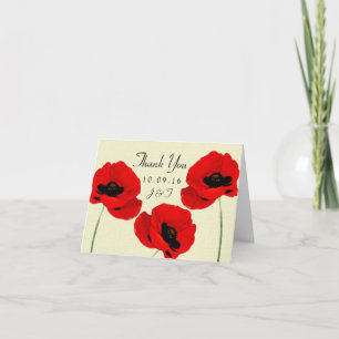 Tarjeta De Agradecimiento Colección Floral de Bodas con Amapolas Acuarela Ro
