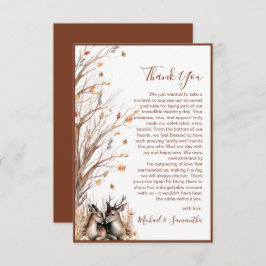 Tarjeta De Agradecimiento Colección Rustic Deer Boda de otoño