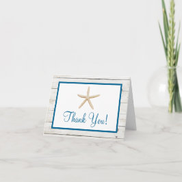 Tarjeta De Agradecimiento Colección Starfish Whitewashed Wood Beach Wedding