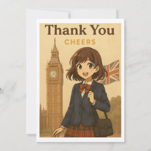 Tarjeta de agradecimiento - colegiala británica de