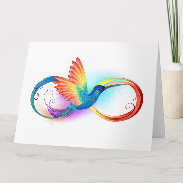 Tarjeta De Agradecimiento Colibrí arcoiris con símbolo Infinity (Anverso)