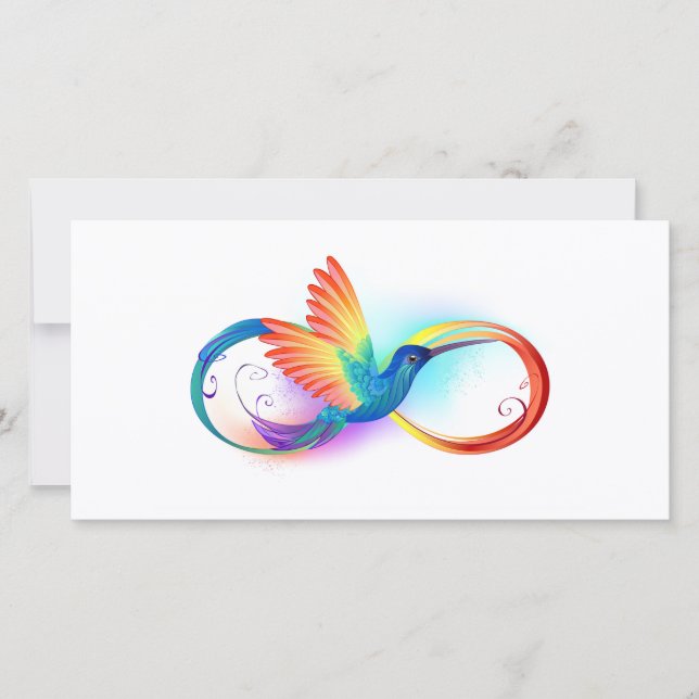 Tarjeta De Agradecimiento Colibrí arcoiris con símbolo Infinity (Anverso)