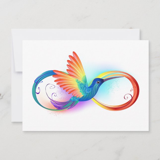 Tarjeta De Agradecimiento Colibrí arcoiris con símbolo Infinity (Anverso)